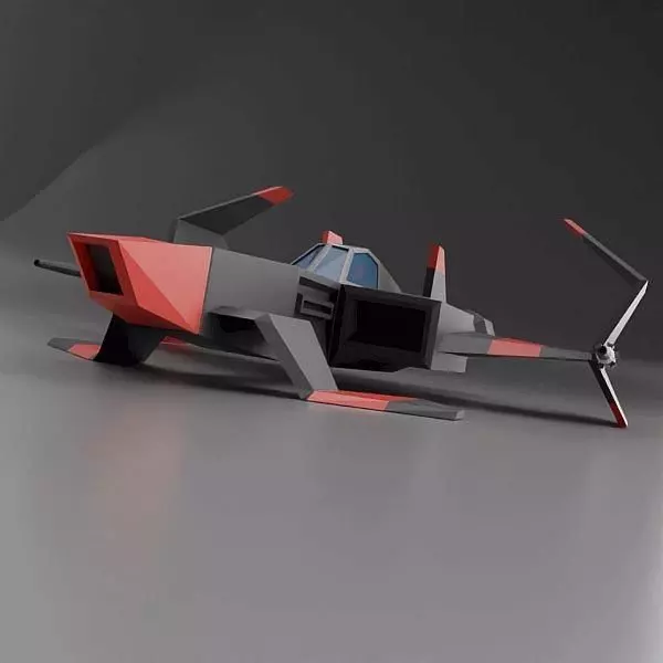 Space dragon lowpoly spaceship Low-poly 3D model_6