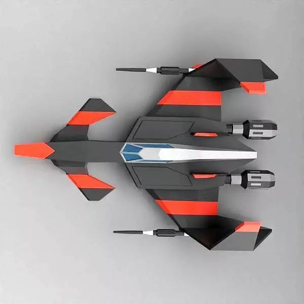 Space dragon lowpoly spaceship Low-poly 3D model_4