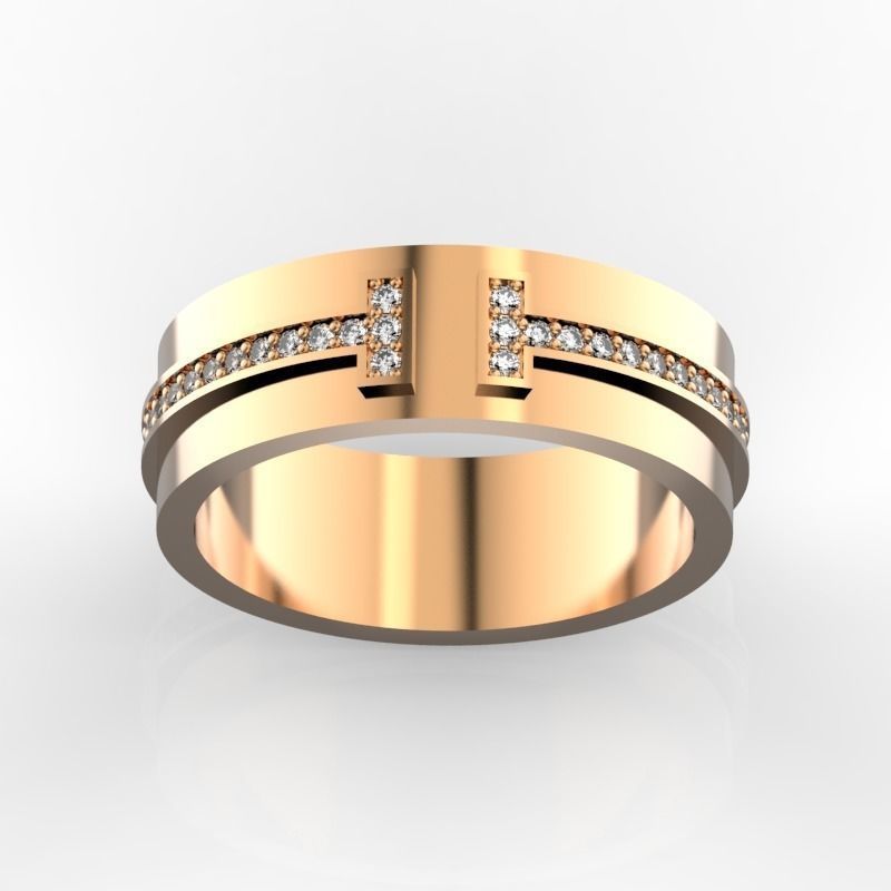 Tiffany style T ring  3D print model_1