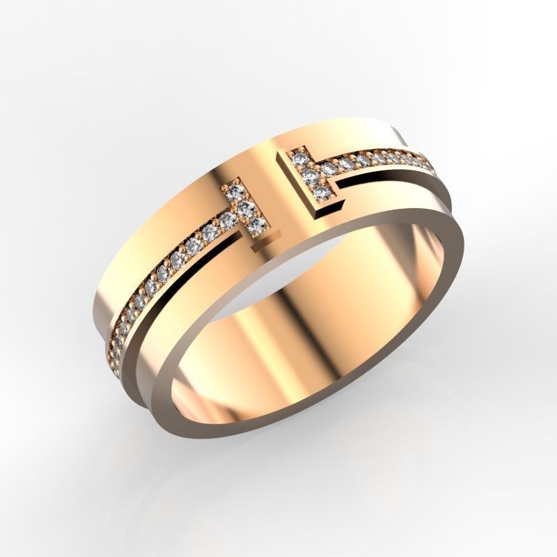 Tiffany style T ring  3D print model_2