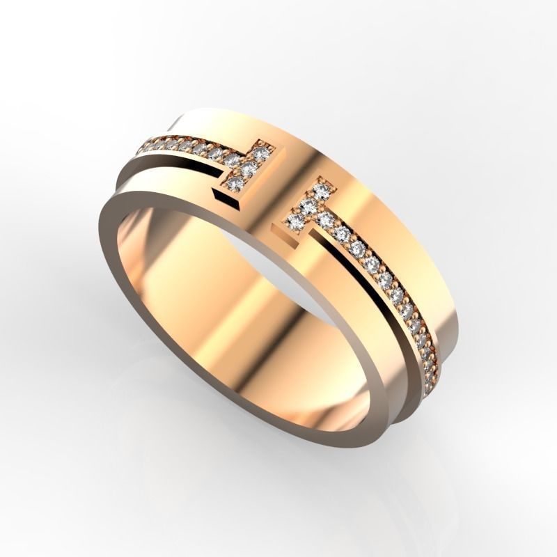 Tiffany style T ring  3D print model_0