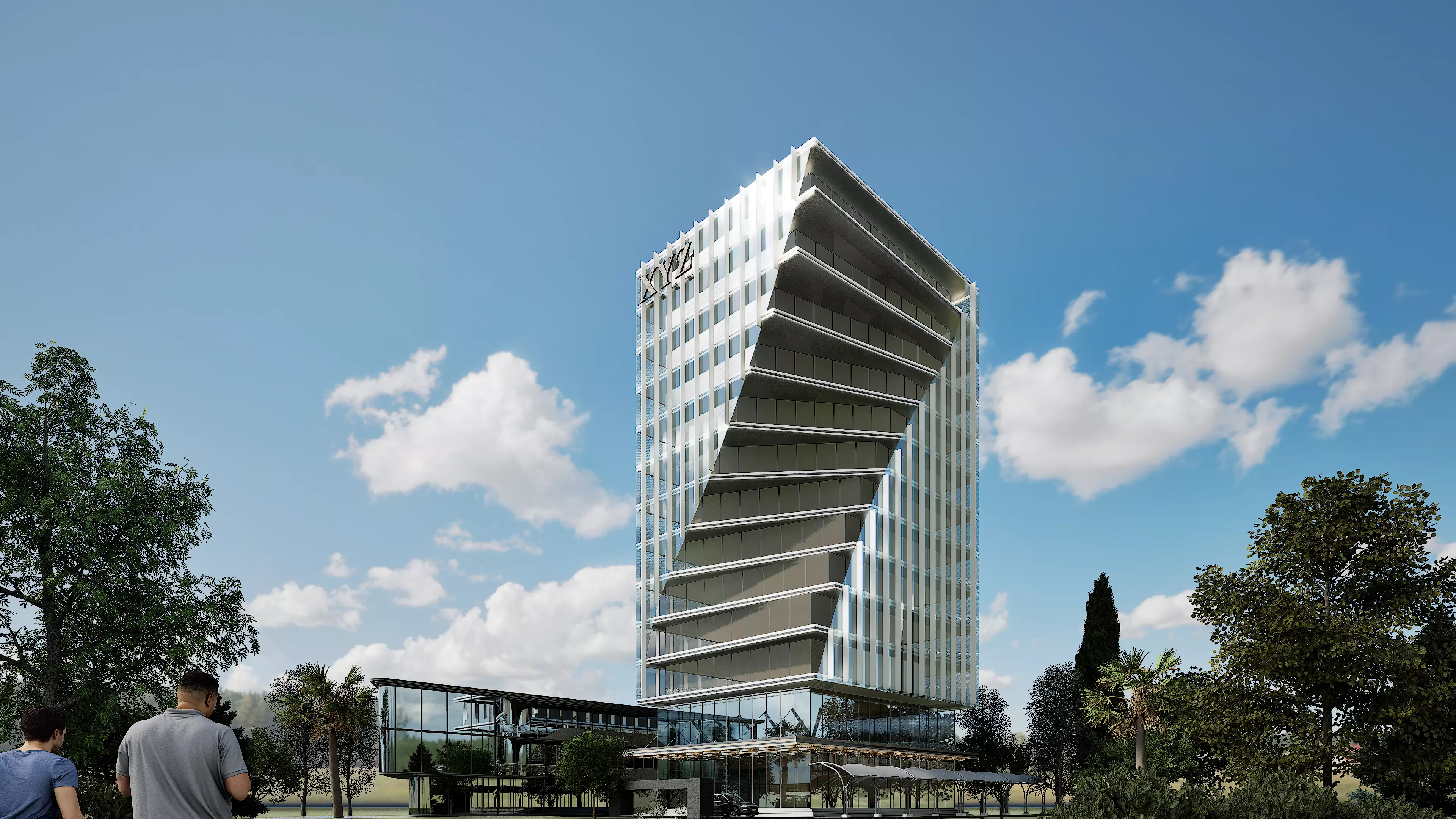 Modern Commercial High-Rise 3D Model Low-poly 3D model_4