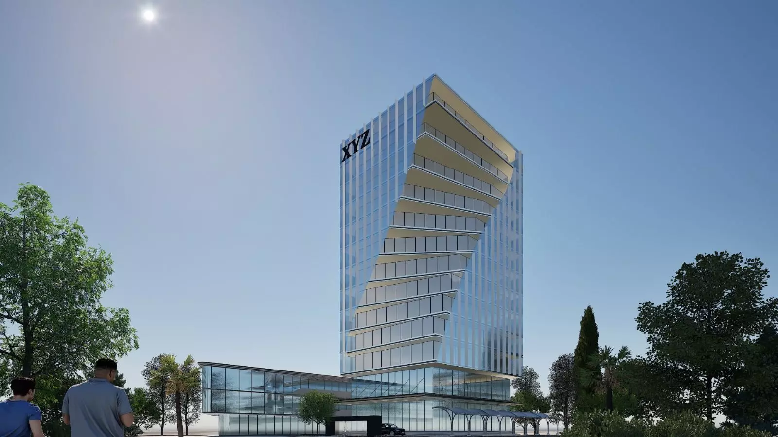 Modern Commercial High-Rise 3D Model Low-poly 3D model_6