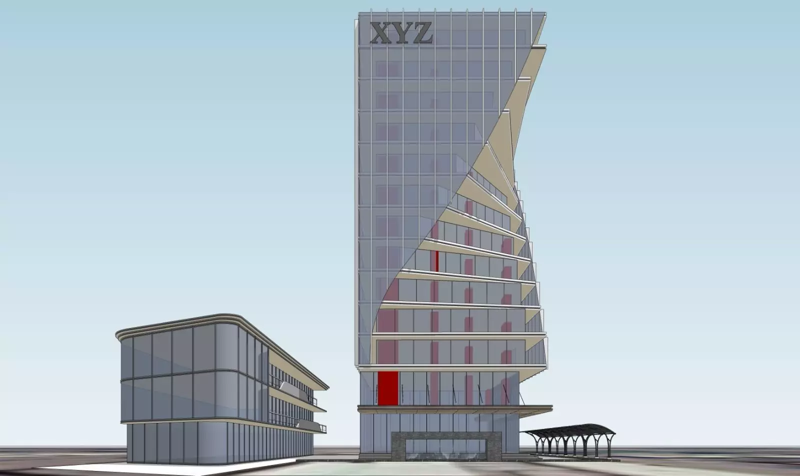 Modern Commercial High-Rise 3D Model Low-poly 3D model_16