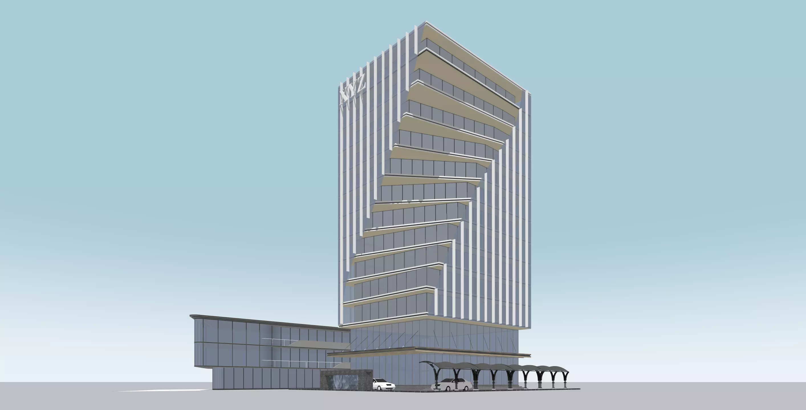 Modern Commercial High-Rise 3D Model Low-poly 3D model_10