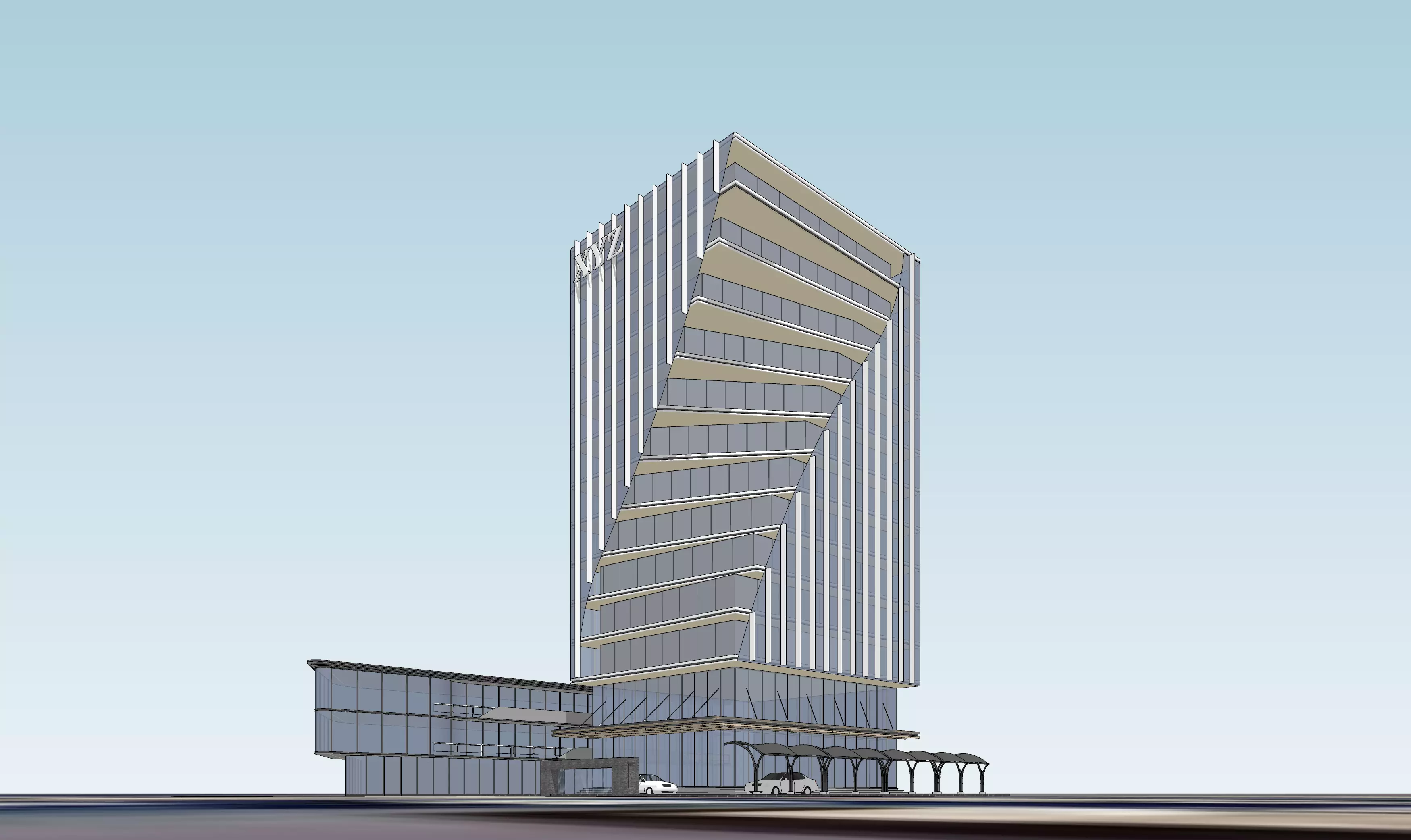 Modern Commercial High-Rise 3D Model Low-poly 3D model_21