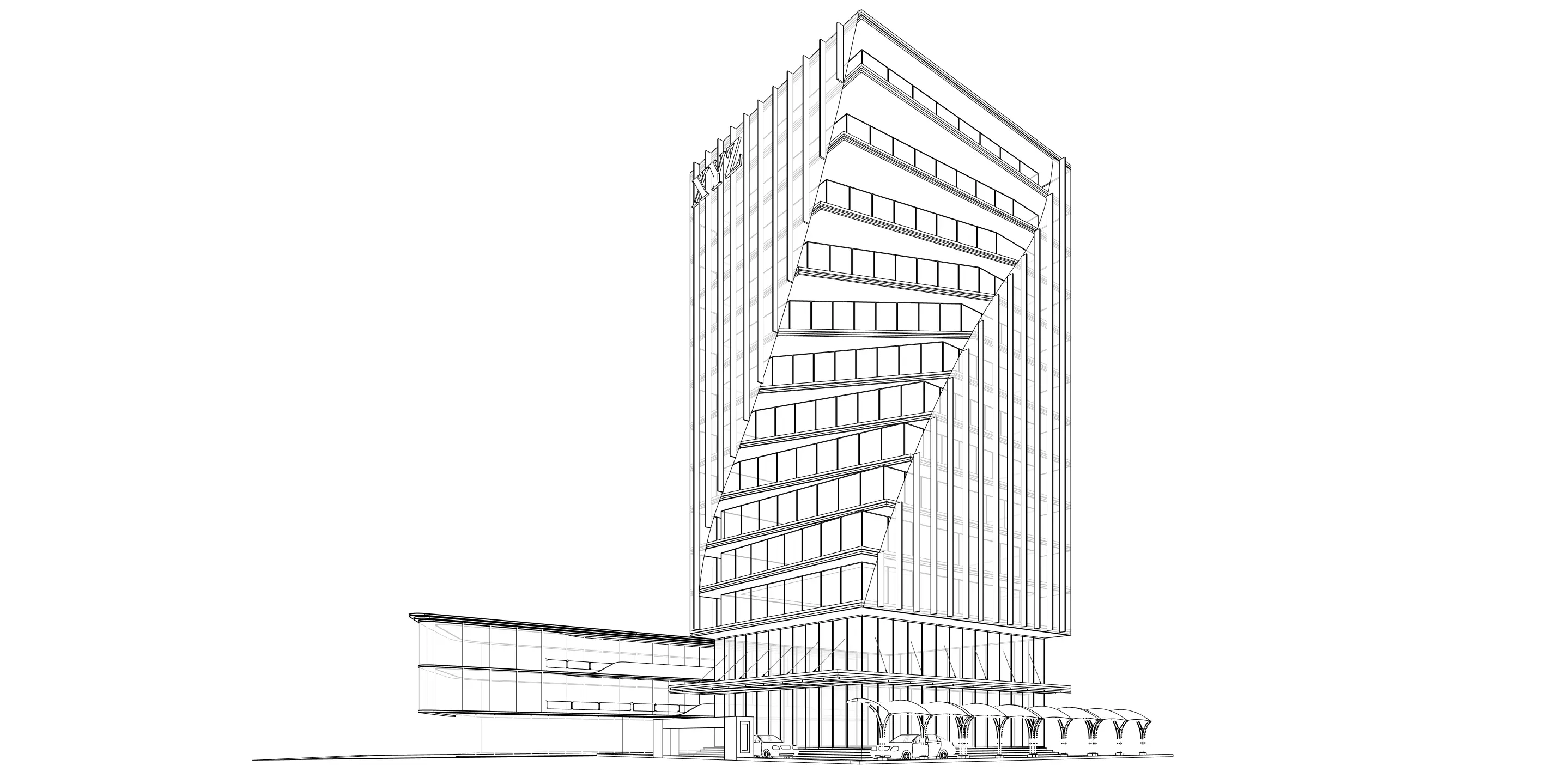 Modern Commercial High-Rise 3D Model Low-poly 3D model_1