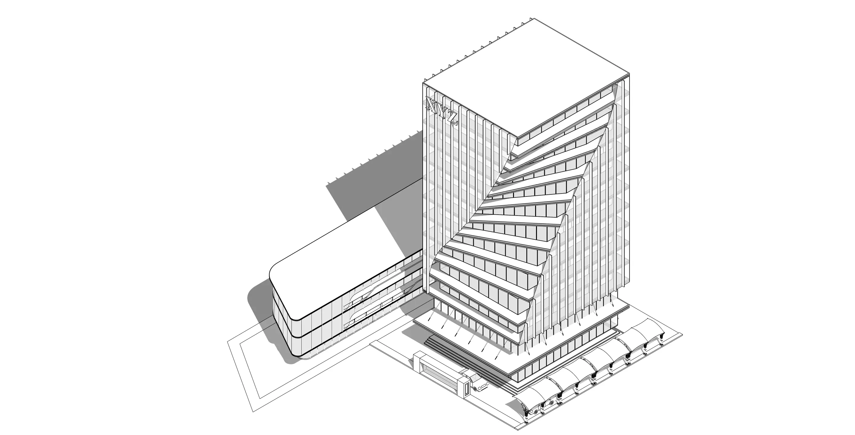 Modern Commercial High-Rise 3D Model Low-poly 3D model_14