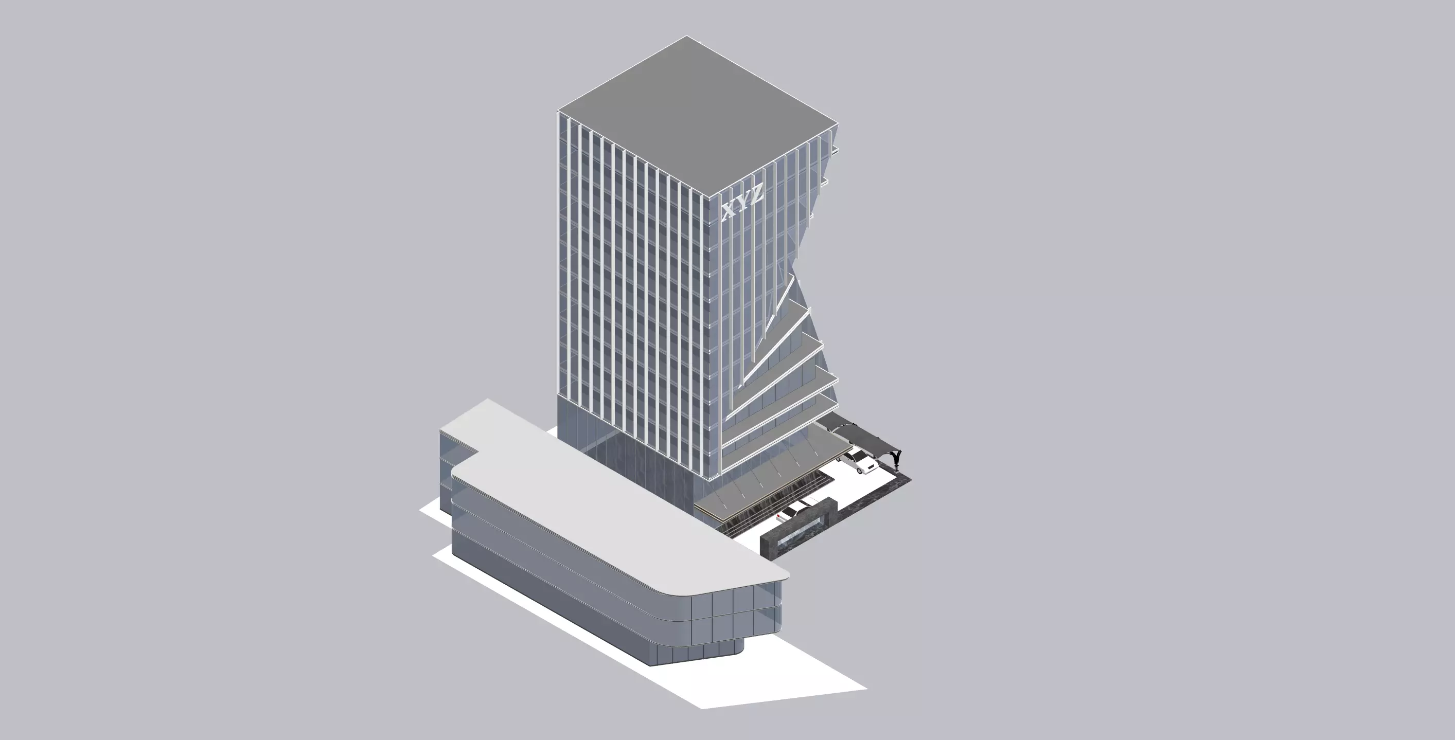 Modern Commercial High-Rise 3D Model Low-poly 3D model_11