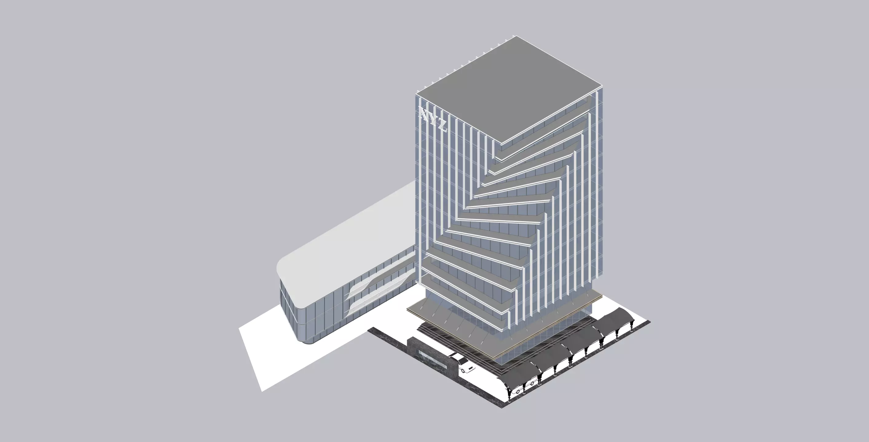 Modern Commercial High-Rise 3D Model Low-poly 3D model_12