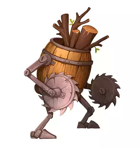 Woo-Cuter the Lumbering Sawbeast stilyzed low-poly