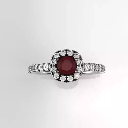 Cushion Halo Ring -  50 points  4-5 mm - 1-5 mm round Fishtail