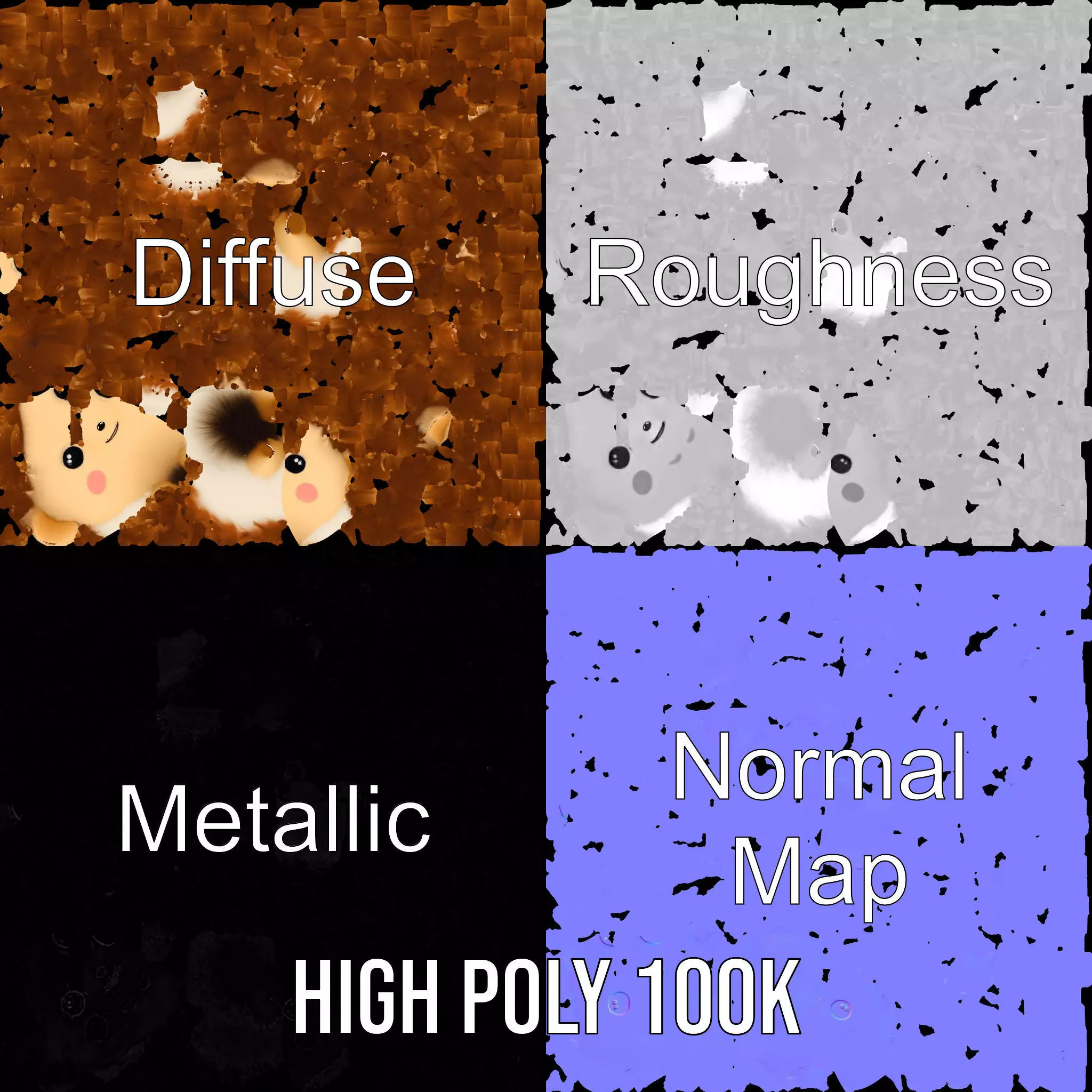 Cute Hedgehog Character model pack Low-poly 3D model_3