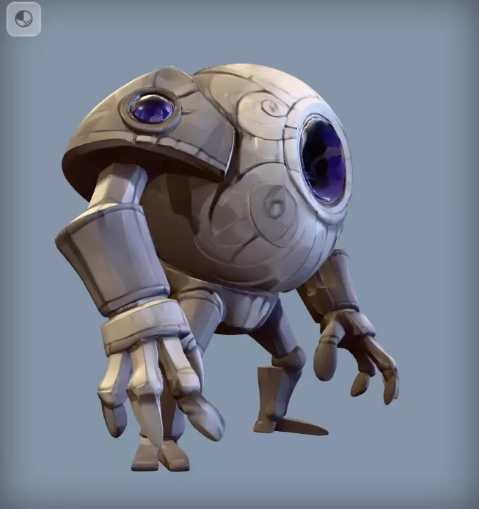 Mech Cyclops Golem Stylized One Eyed Robot Sentinel 3D model_6