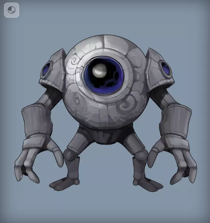 Mech Cyclops Golem Stylized One Eyed Robot Sentinel 3D model_10