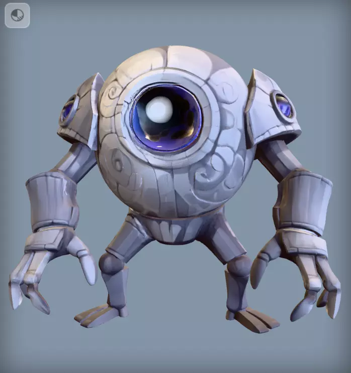 Mech Cyclops Golem Stylized One Eyed Robot Sentinel 3D model_5