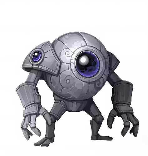 Mech Cyclops Golem  Stylized One Eyed Robot Sentinel