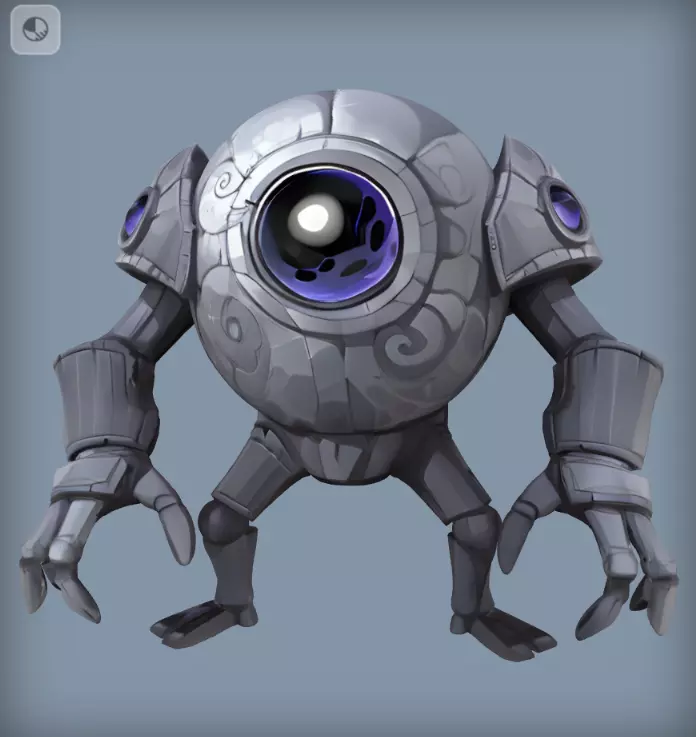 Mech Cyclops Golem Stylized One Eyed Robot Sentinel 3D model_13