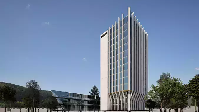 Modern Commercial Glass Building 3D Model Low-poly 3D model