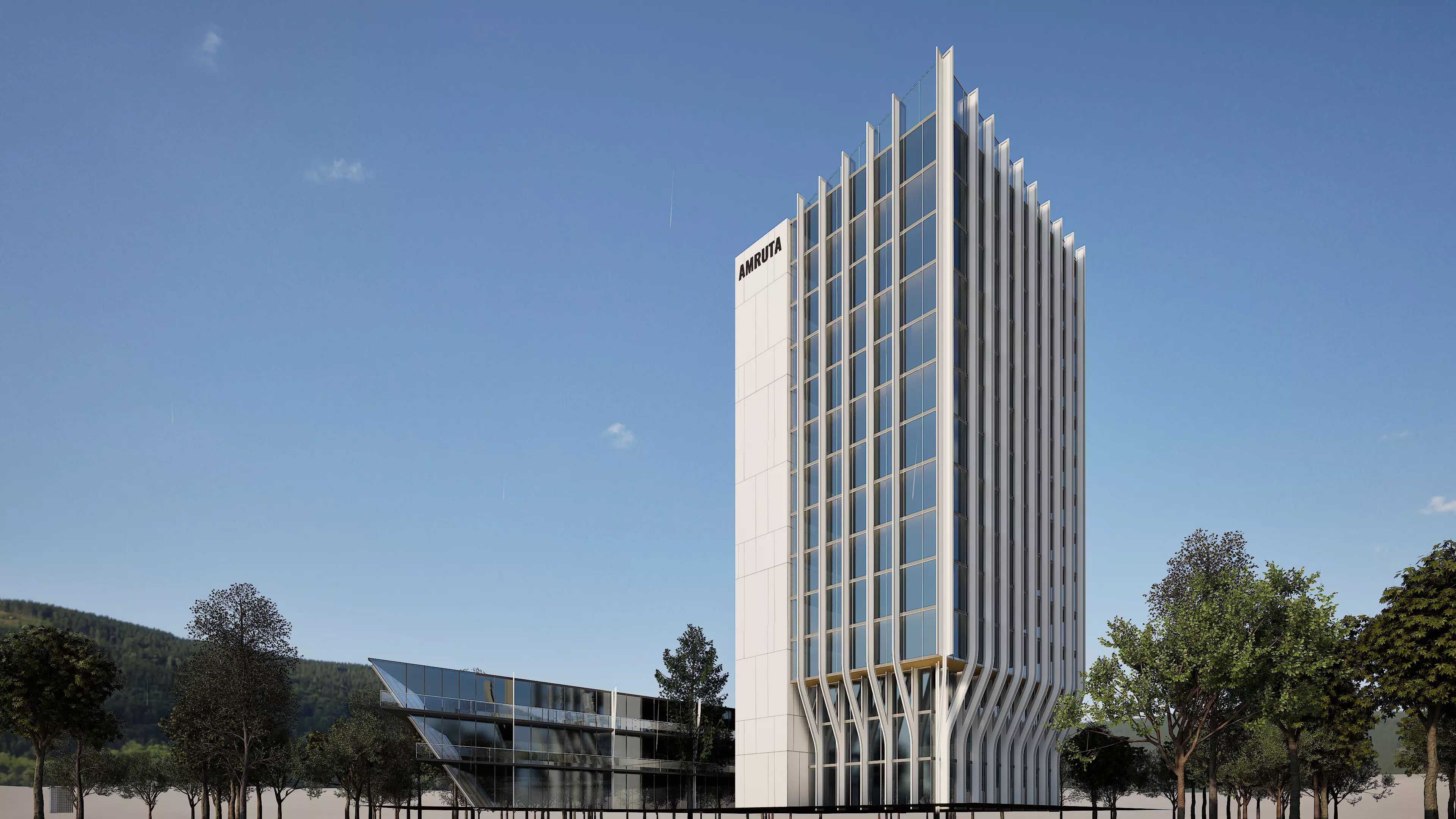 Modern Commercial Glass Building 3D Model Low-poly 3D model_0