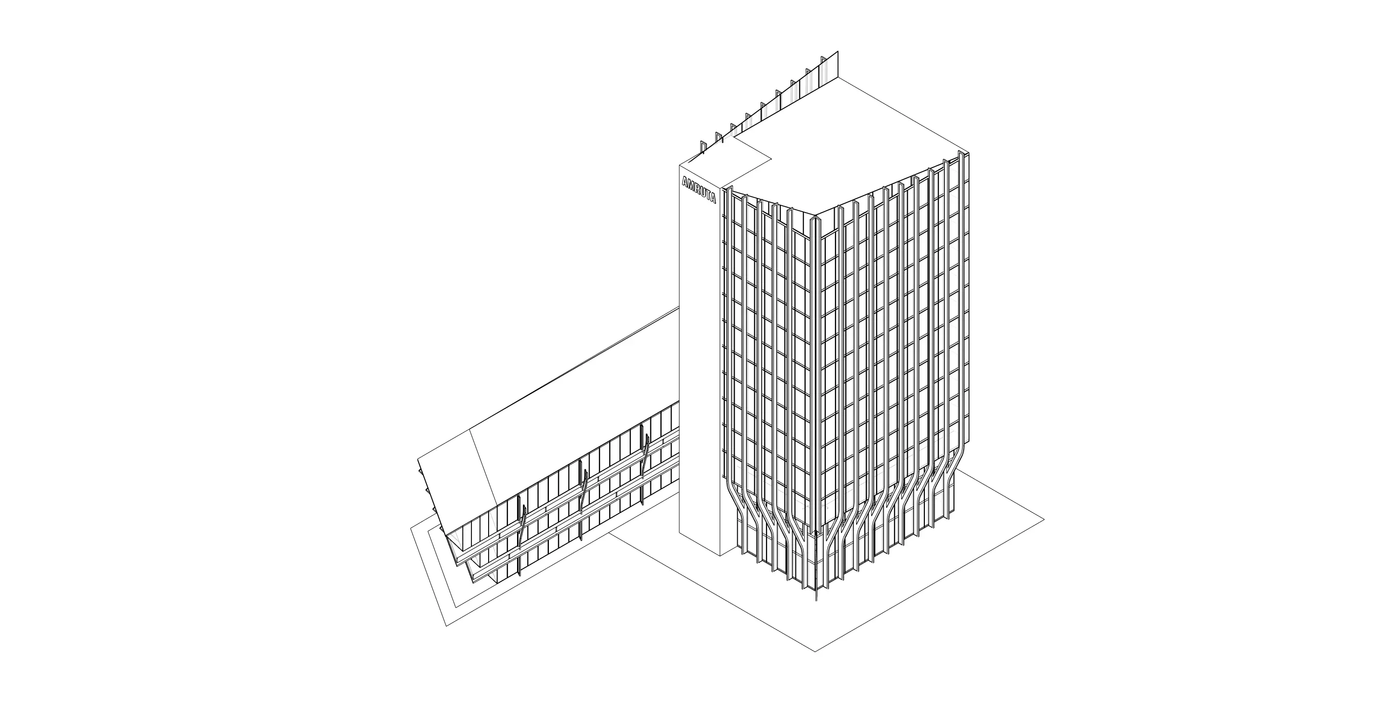Modern Commercial Glass Building 3D Model Low-poly 3D model_5