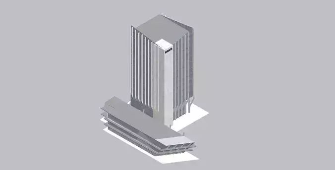 Modern Commercial Glass Building 3D Model Low-poly 3D model 5