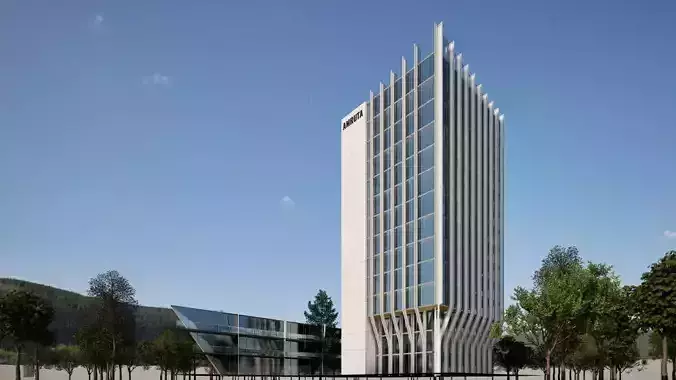 Modern Commercial Glass Building 3D Model Low-poly 3D model 2