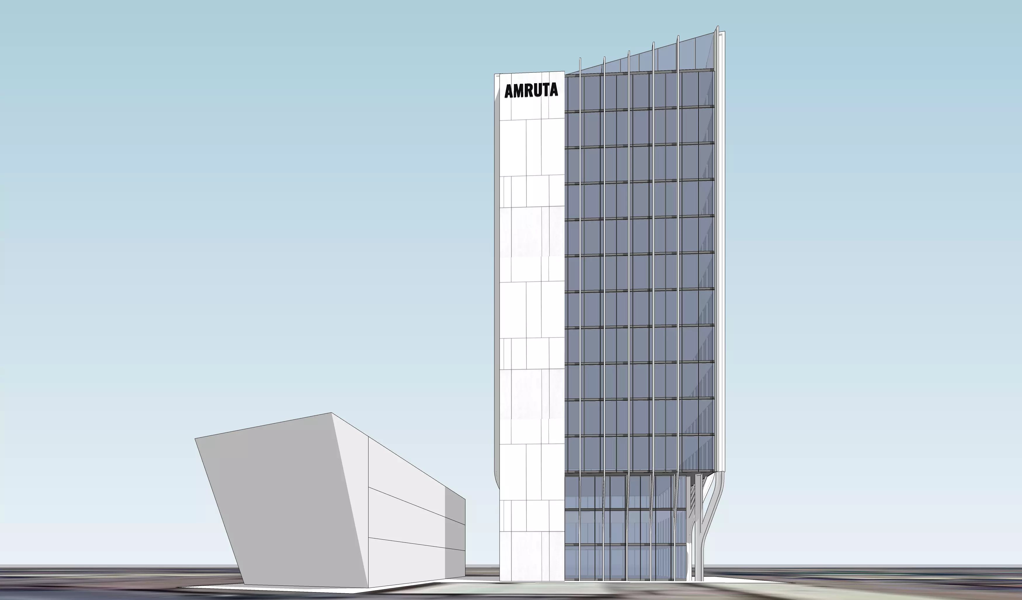 Modern Commercial Glass Building 3D Model Low-poly 3D model_12