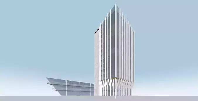 Modern Commercial Glass Building 3D Model Low-poly 3D model 3