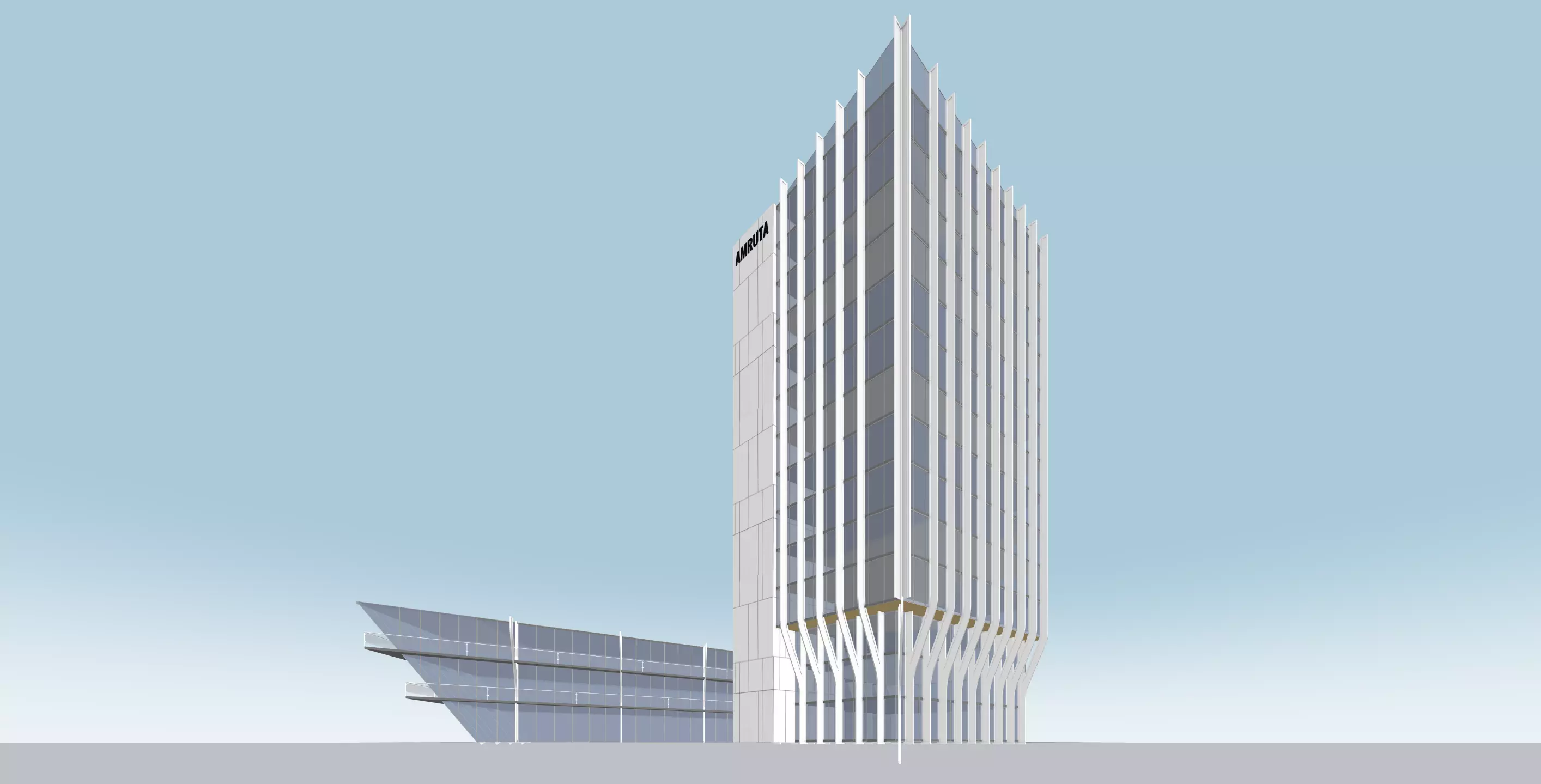 Modern Commercial Glass Building 3D Model Low-poly 3D model_2