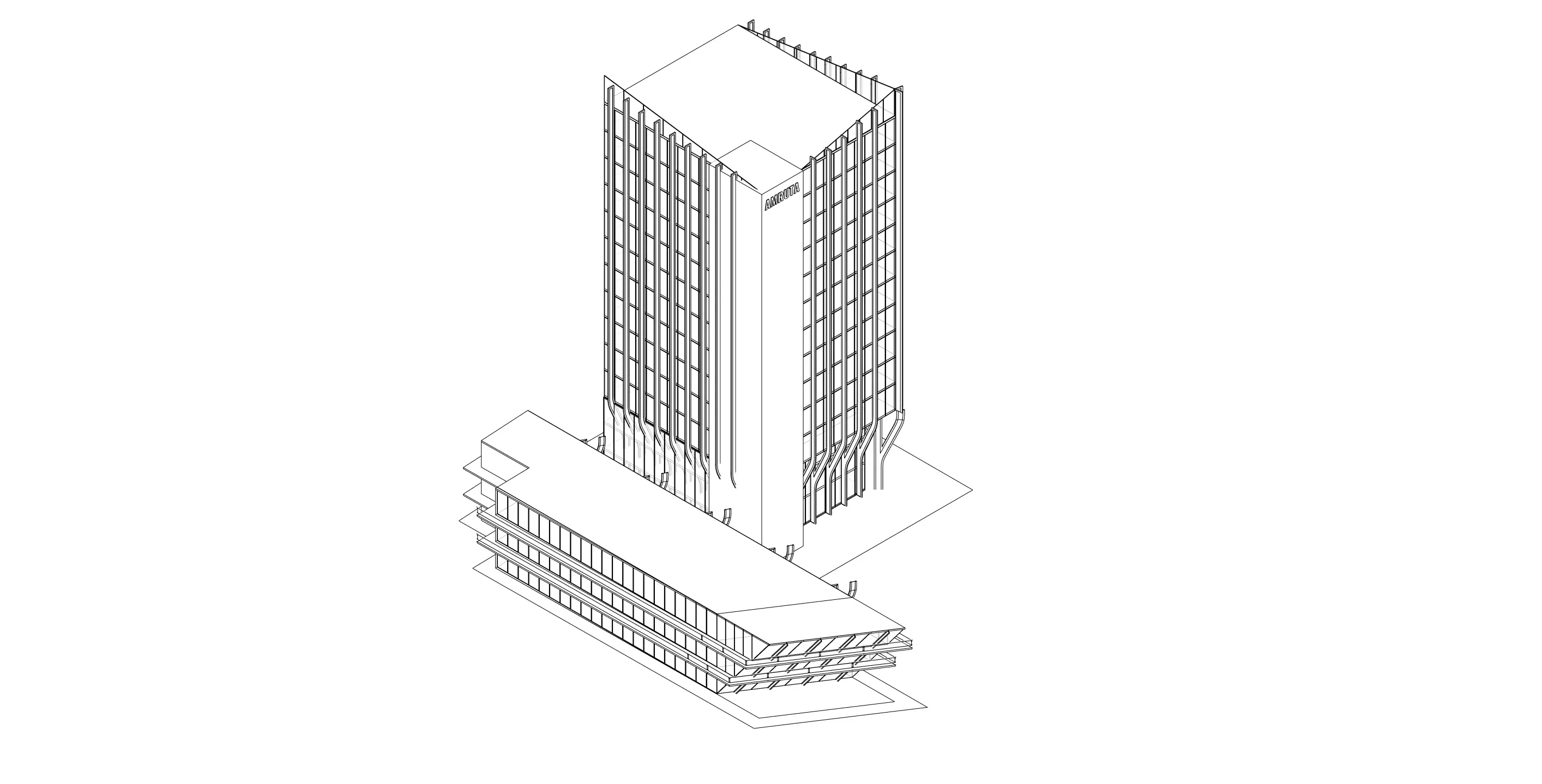 Modern Commercial Glass Building 3D Model Low-poly 3D model_7