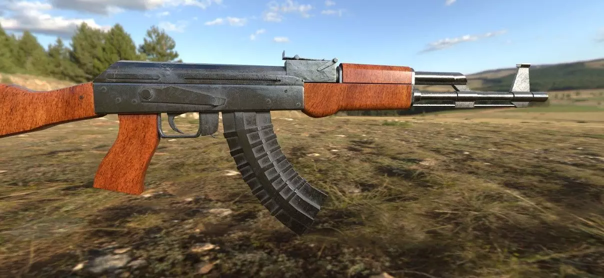 Ak-47 realistic textured moel Low-poly 3D model_3