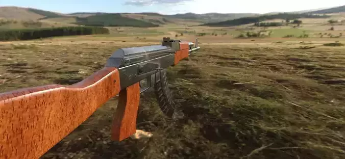Ak-47 realistic textured moel Low-poly 3D model