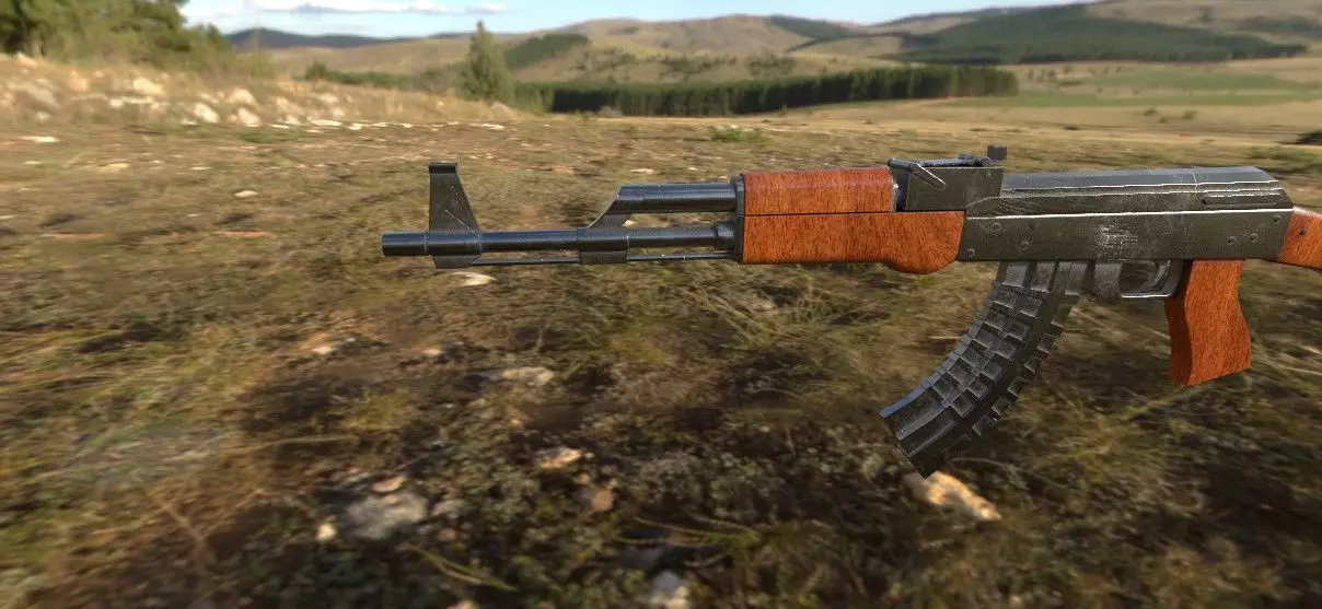 Ak-47 realistic textured moel Low-poly 3D model_4