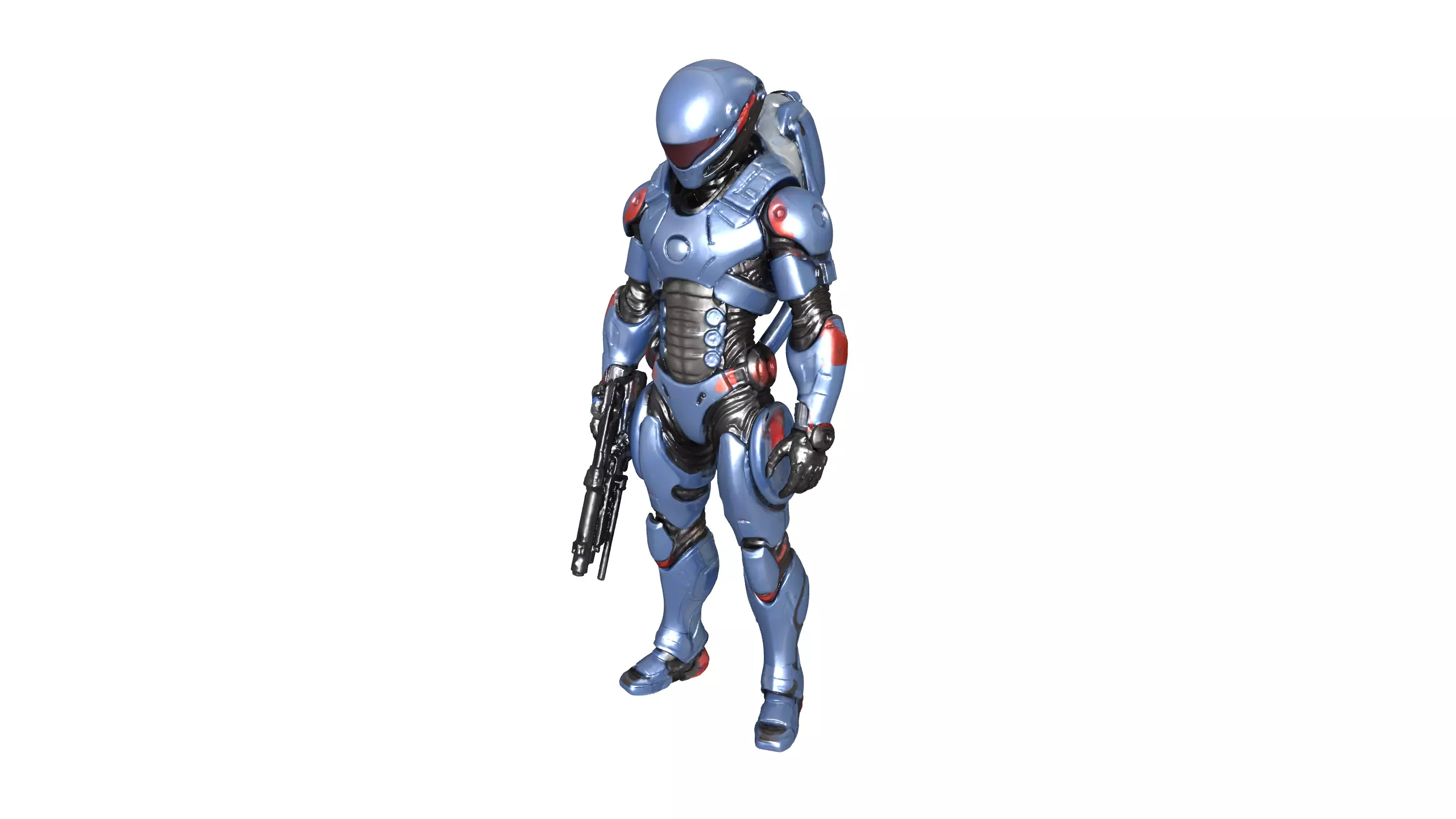 High-Quality Sci-Fi Soldier 3D Model Futuristic Armored Warrior 3D model_3
