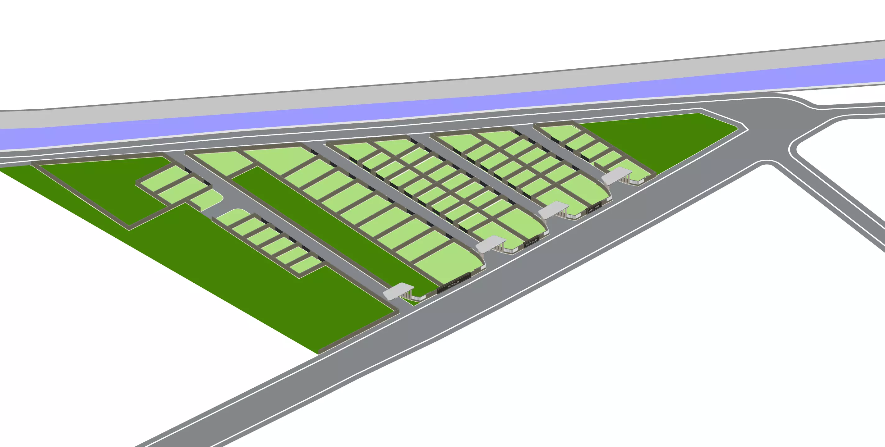 Township Masterplan 3D Model Low-poly 3D model_8