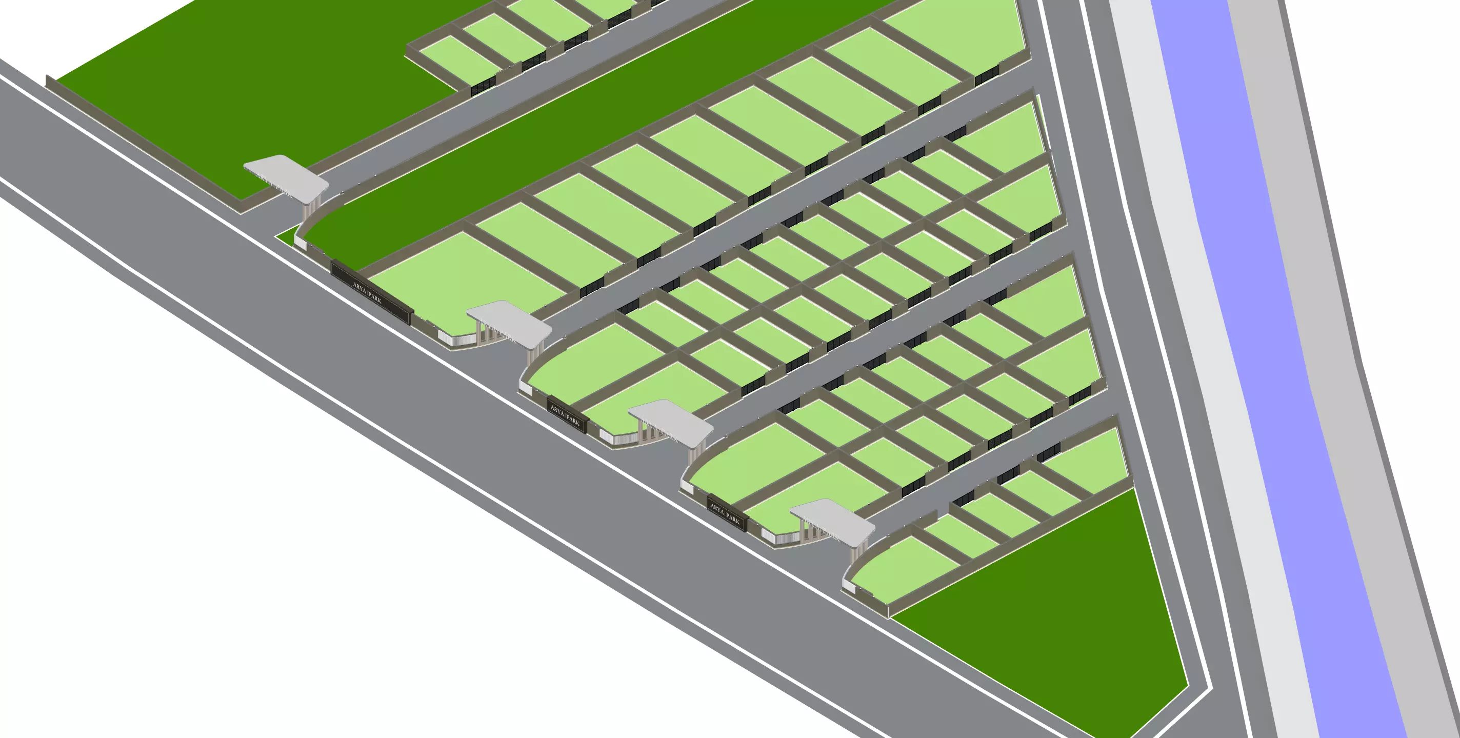 Township Masterplan 3D Model Low-poly 3D model_12