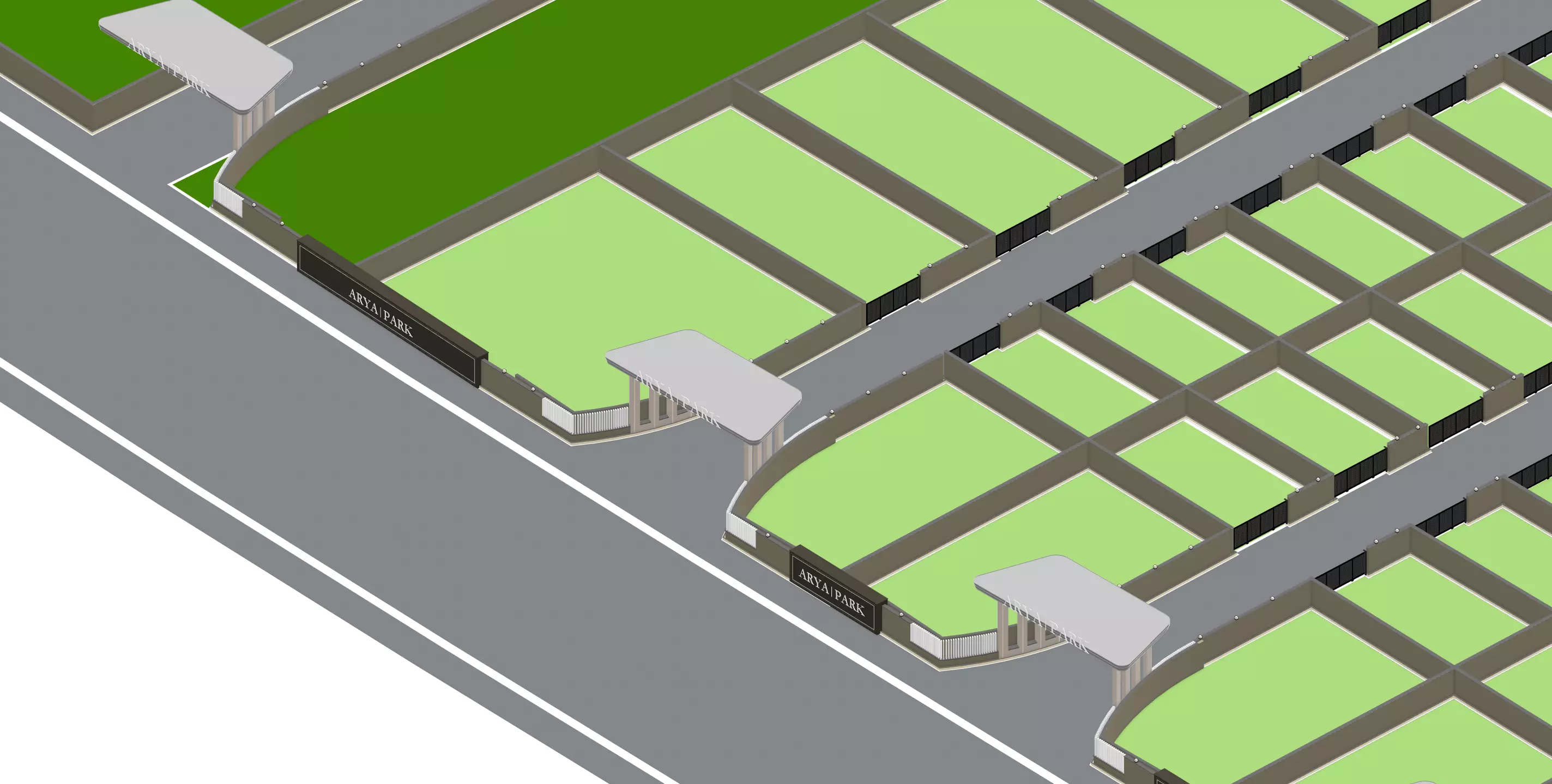 Township Masterplan 3D Model Low-poly 3D model_11