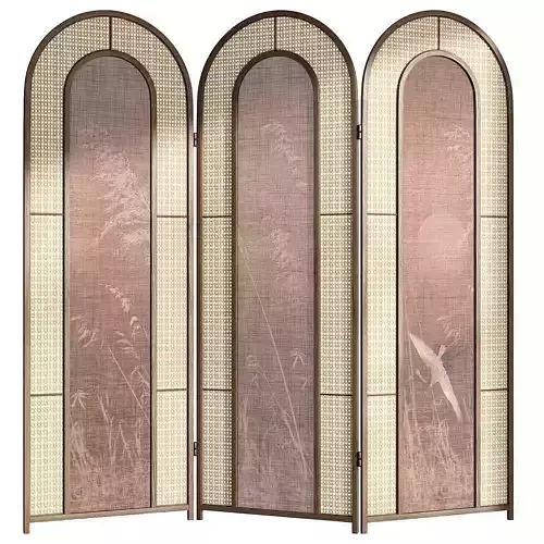 Screen with rattan and fabric