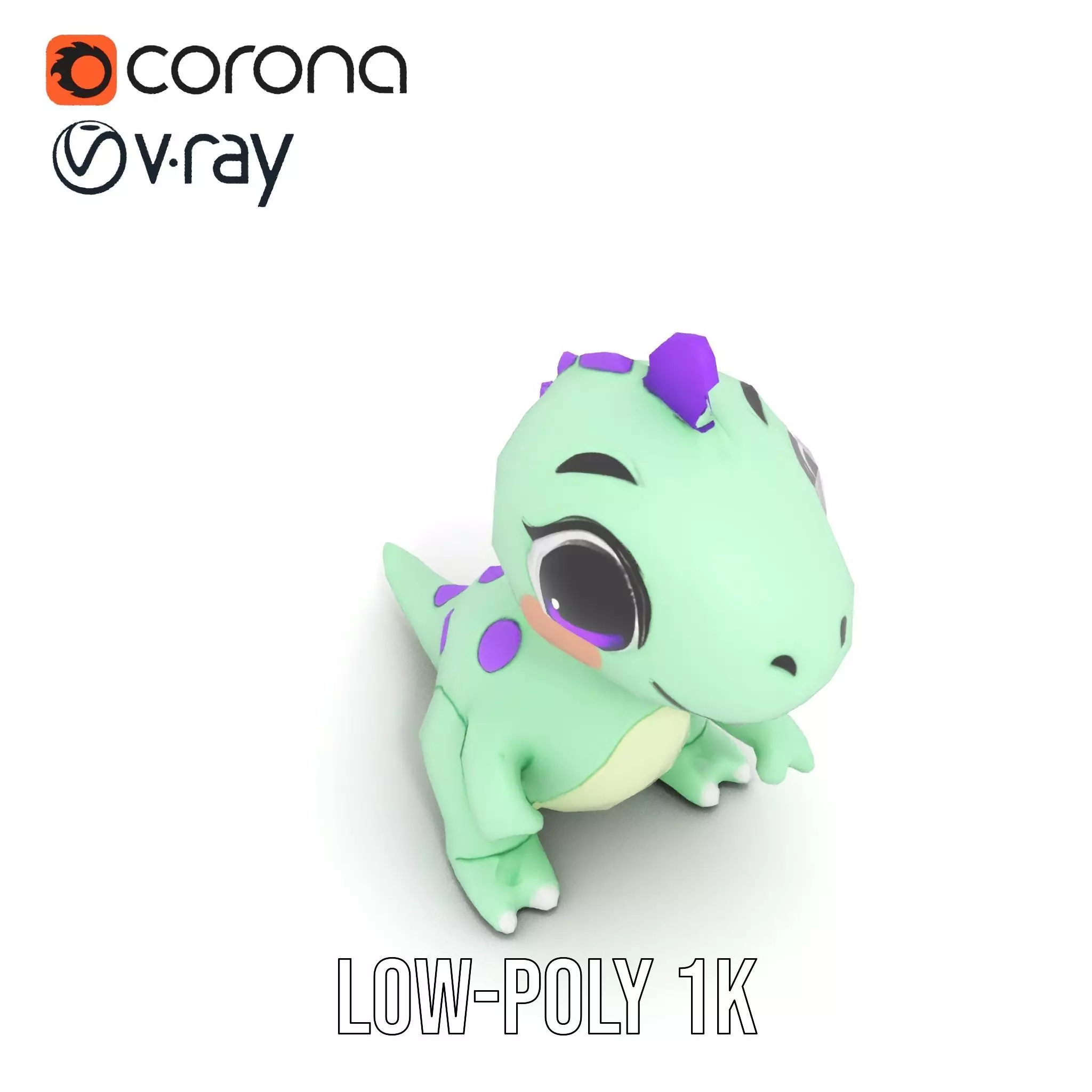 Charming Dino Toy model pack Low-poly 3D model_9
