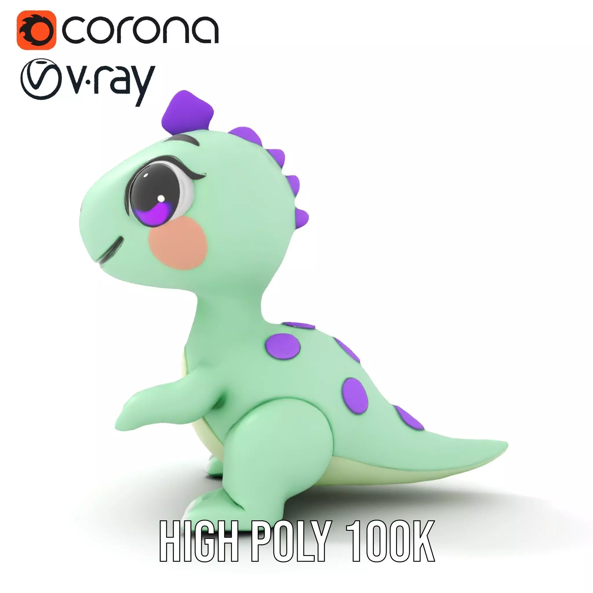 Charming Dino Toy model pack Low-poly 3D model_29