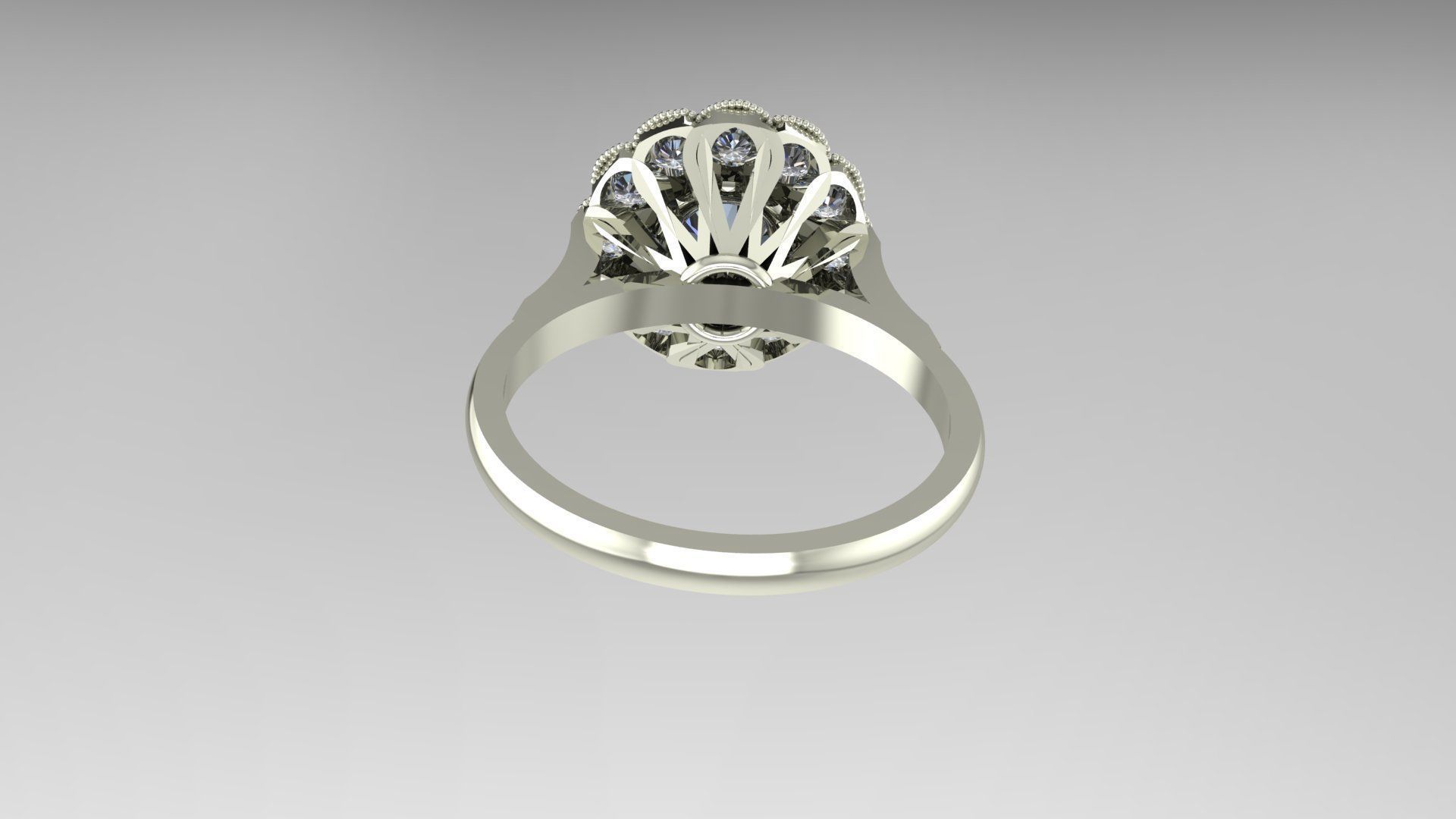 Antique Cluster Ring 3D print model_2