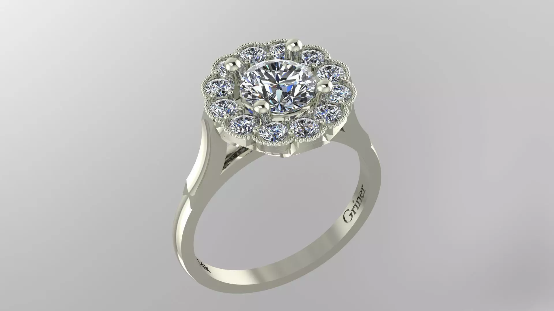 Antique Cluster Ring 3D print model_0