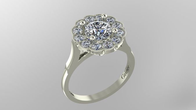 Antique Cluster Ring 3D print model