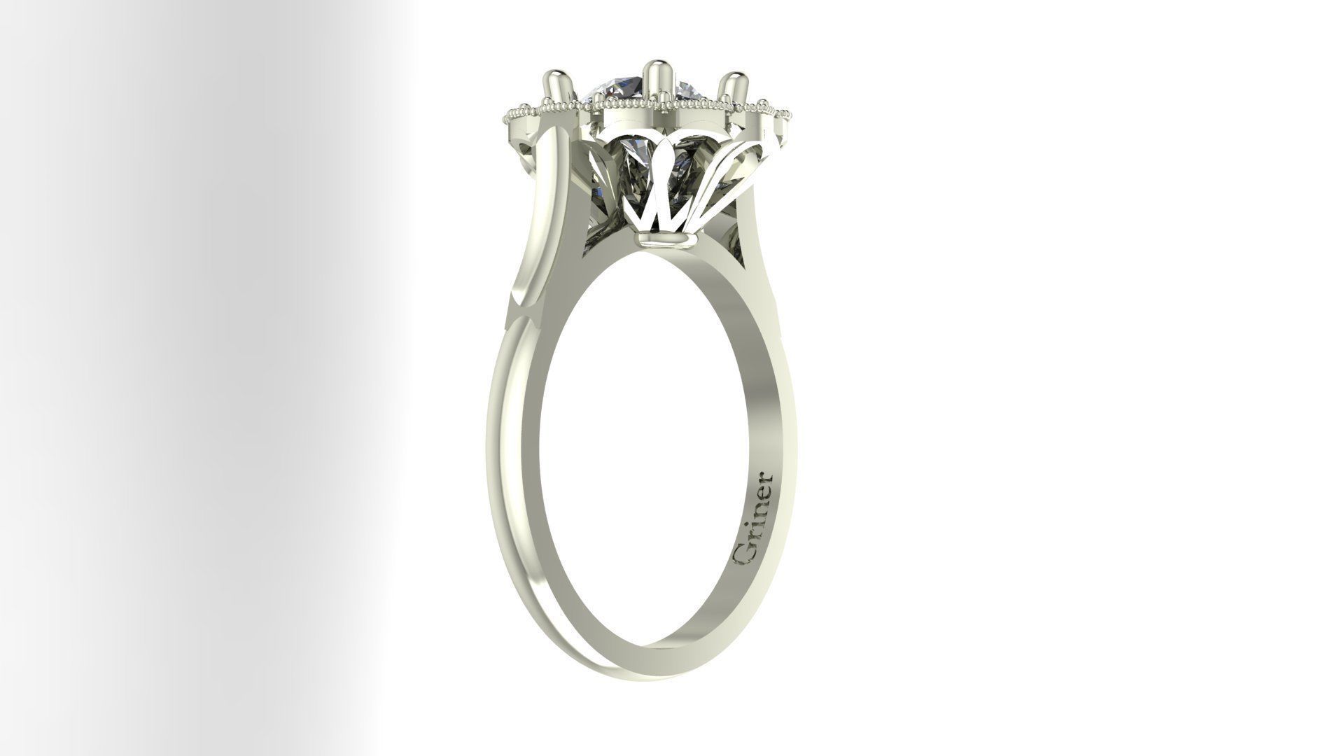 Antique Cluster Ring 3D print model_3