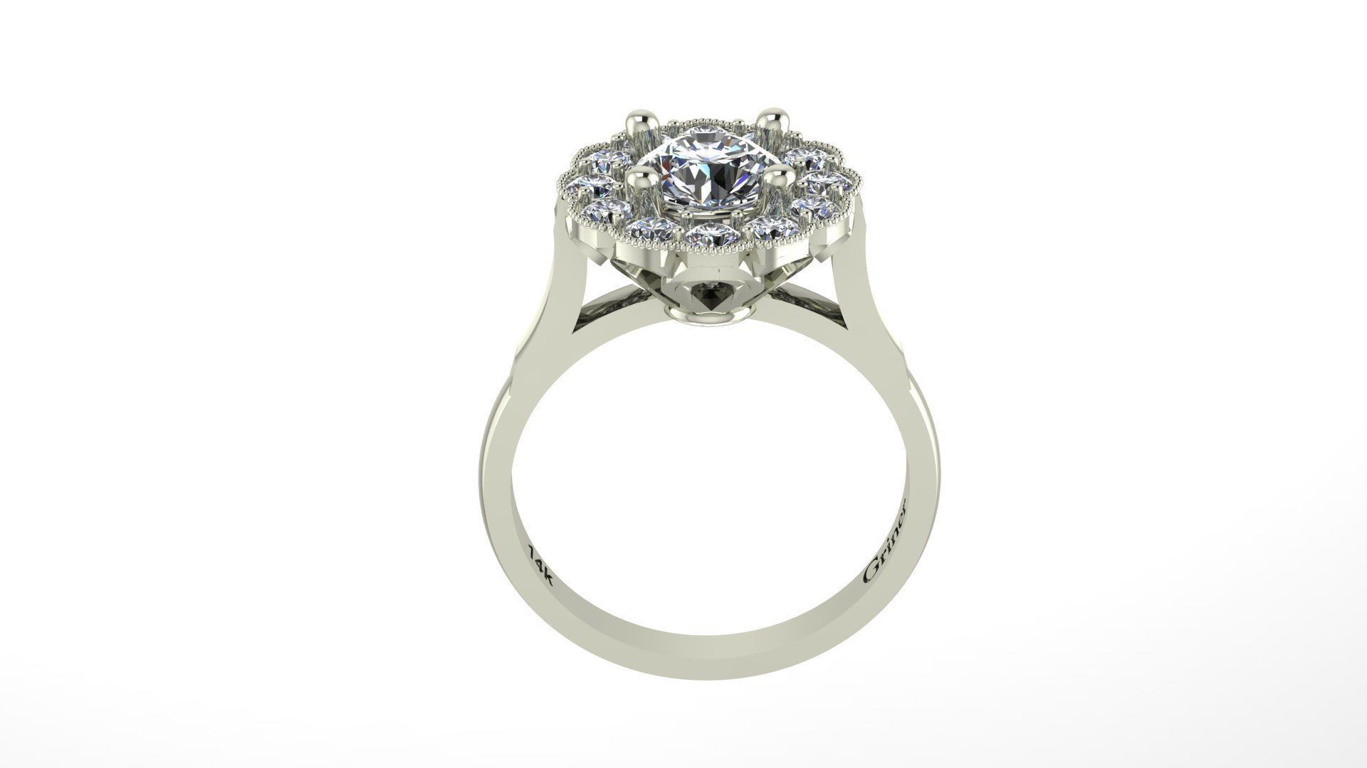 Antique Cluster Ring 3D print model_4