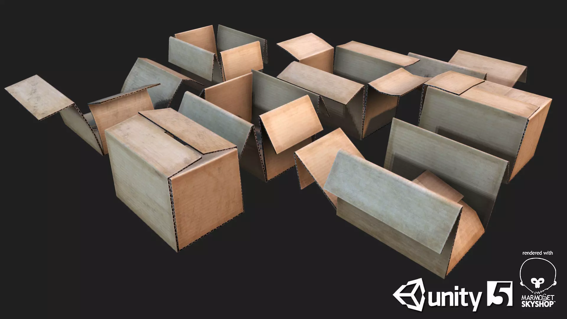 Cardboard boxes Debris Low-poly 3D model