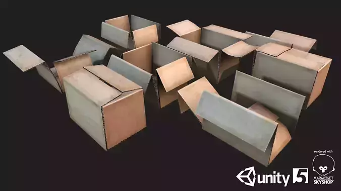 Cardboard boxes Debris Low-poly 3D model