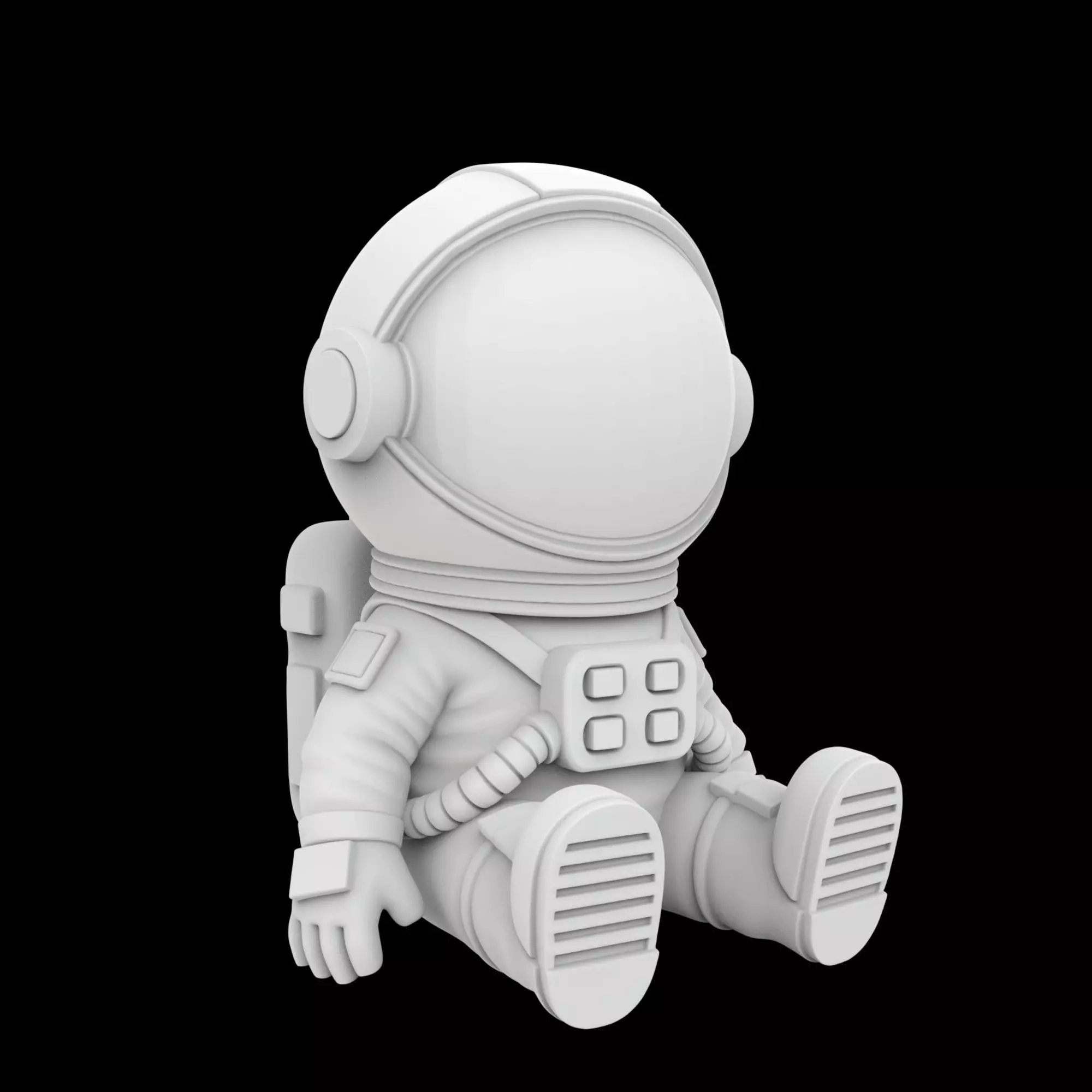 Cartoon Astronaut Sitting 3D Print Model 3D print model_0