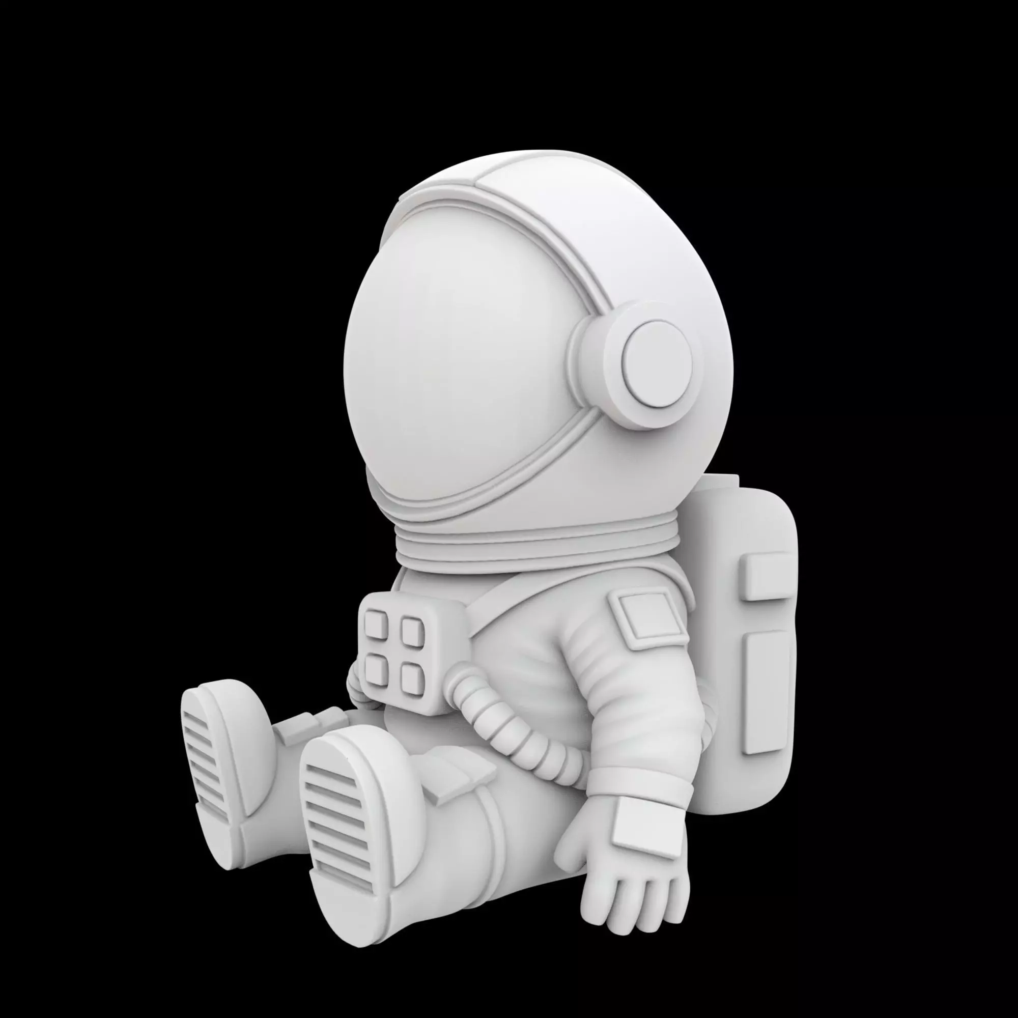 Cartoon Astronaut Sitting 3D Print Model 3D print model_1